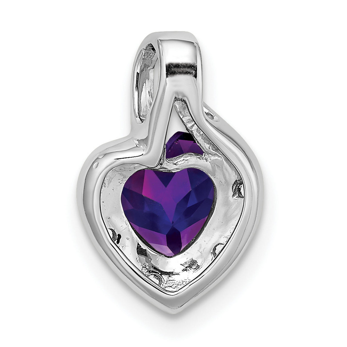 14k White Gold Heart Pendant with Amethyst and Diamond Accents for Women