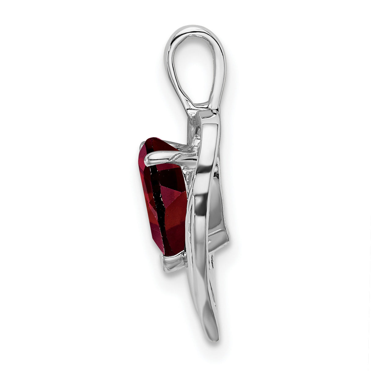 14k White Gold Heart Pendant with Garnet and Diamond Accent, Romantic Jewelry for Women