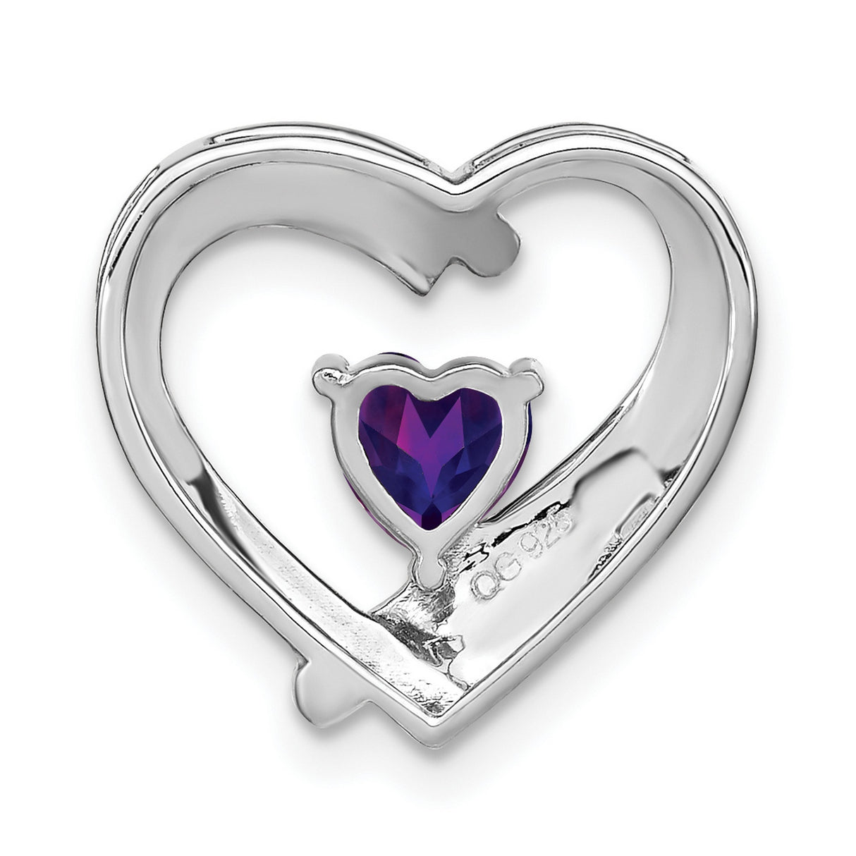 Sterling Silver Heart Pendant with Amethyst and Diamond Accents, Romantic Jewelry for Women
