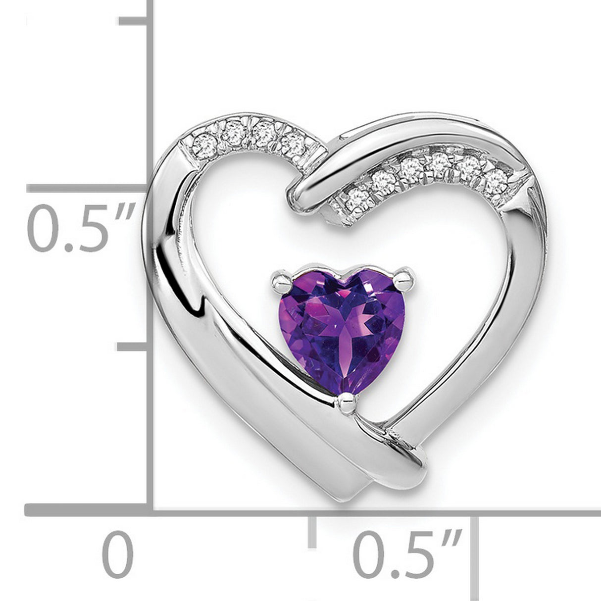 Sterling Silver Heart Pendant with Amethyst and Diamond Accents, Romantic Jewelry for Women