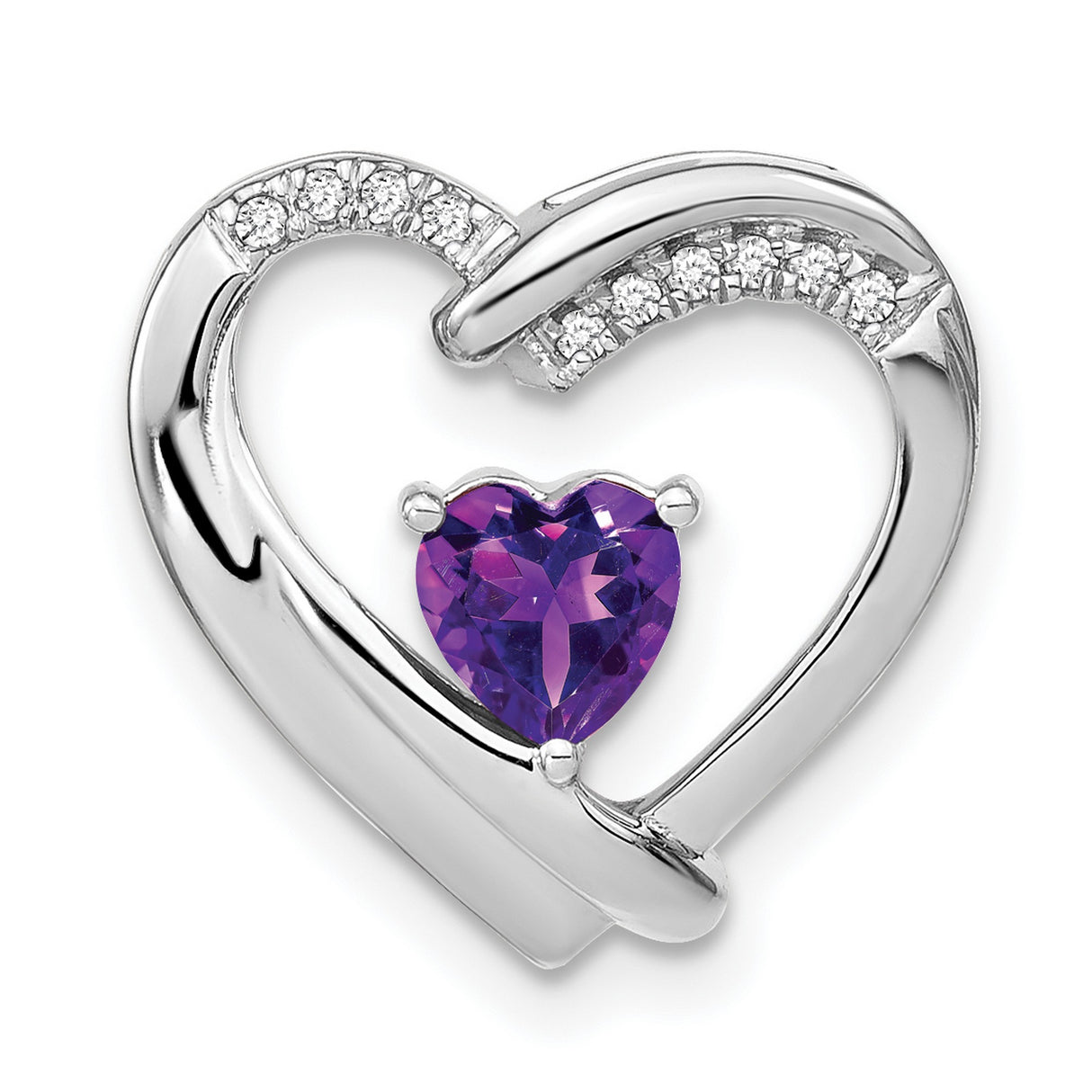 Sterling Silver Heart Pendant with Amethyst and Diamond Accents, Romantic Jewelry for Women