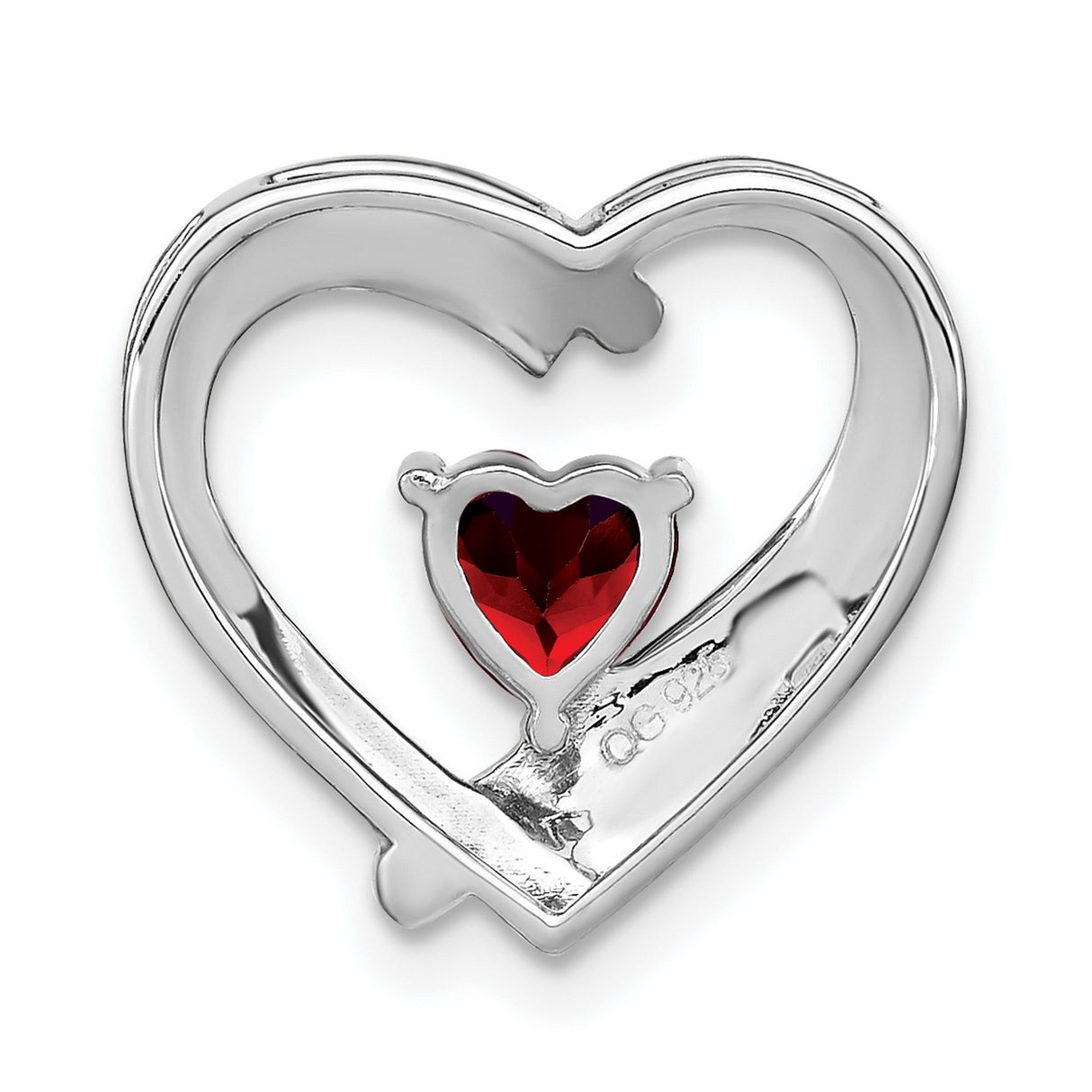 Sterling Silver Heart Pendant with Garnet and Diamond Accents for Women