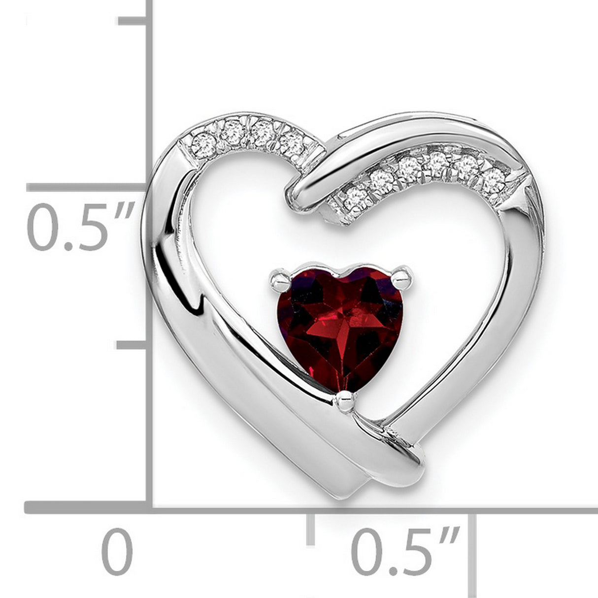 Sterling Silver Heart Pendant with Garnet and Diamond Accents for Women