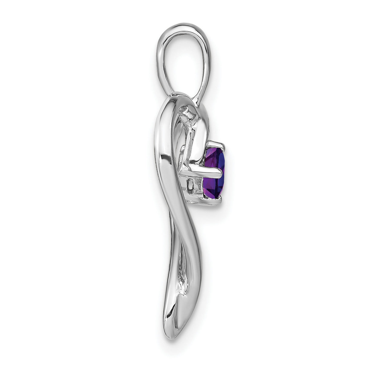 14k White Gold Heart Pendant with Amethyst Gemstone, Romantic Fine Jewelry for Women