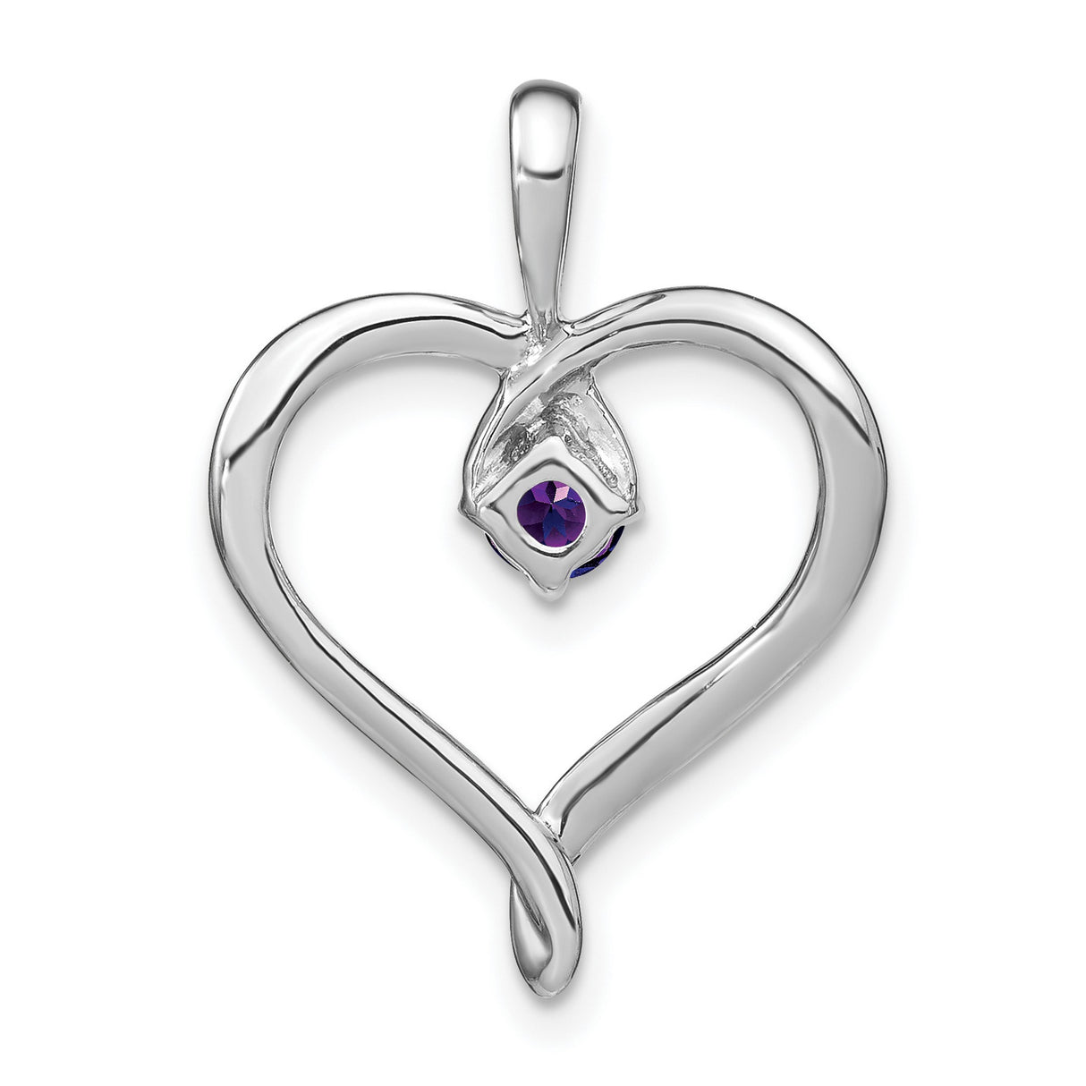 14k White Gold Heart Pendant with Amethyst Gemstone, Romantic Fine Jewelry for Women