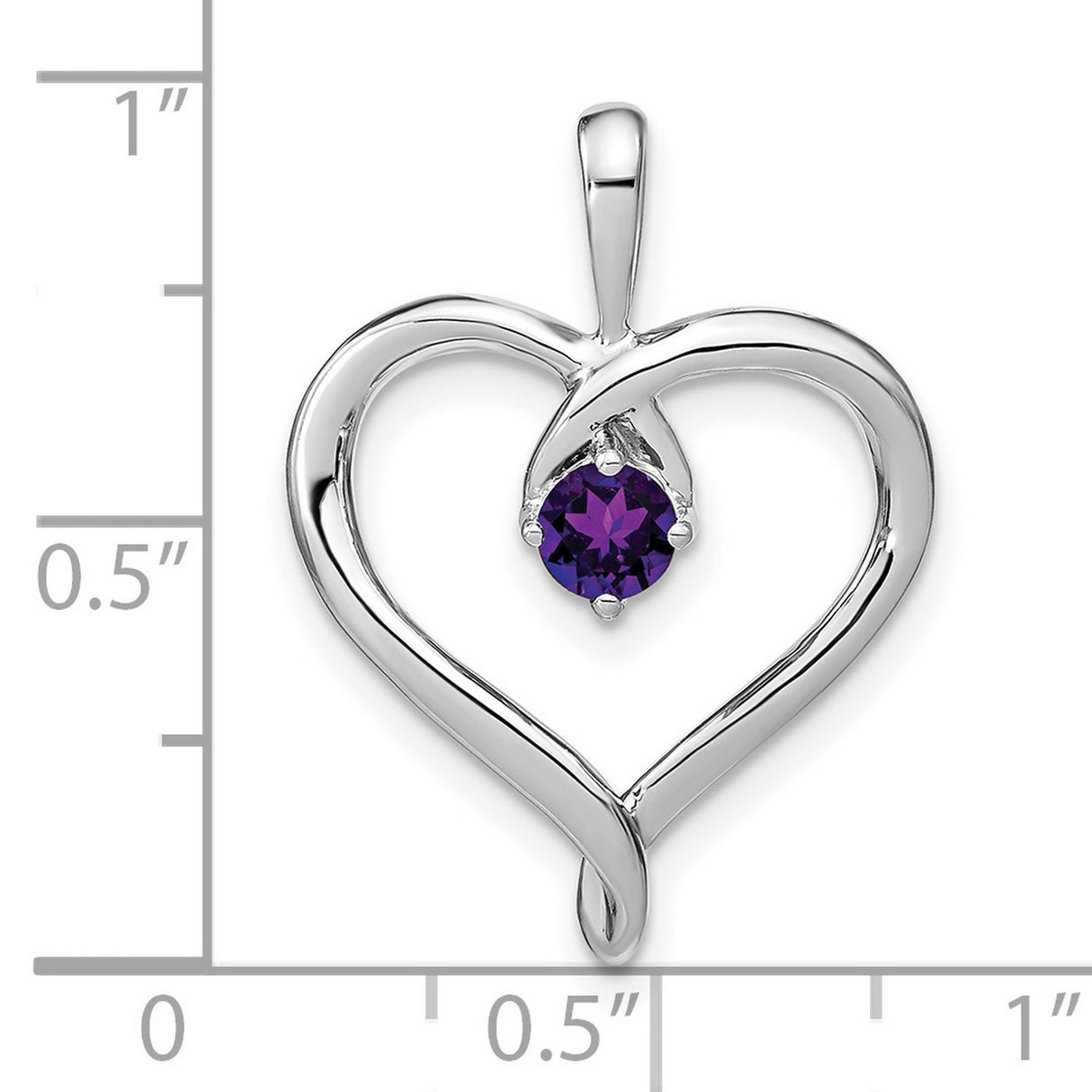 14k White Gold Heart Pendant with Amethyst Gemstone, Romantic Fine Jewelry for Women