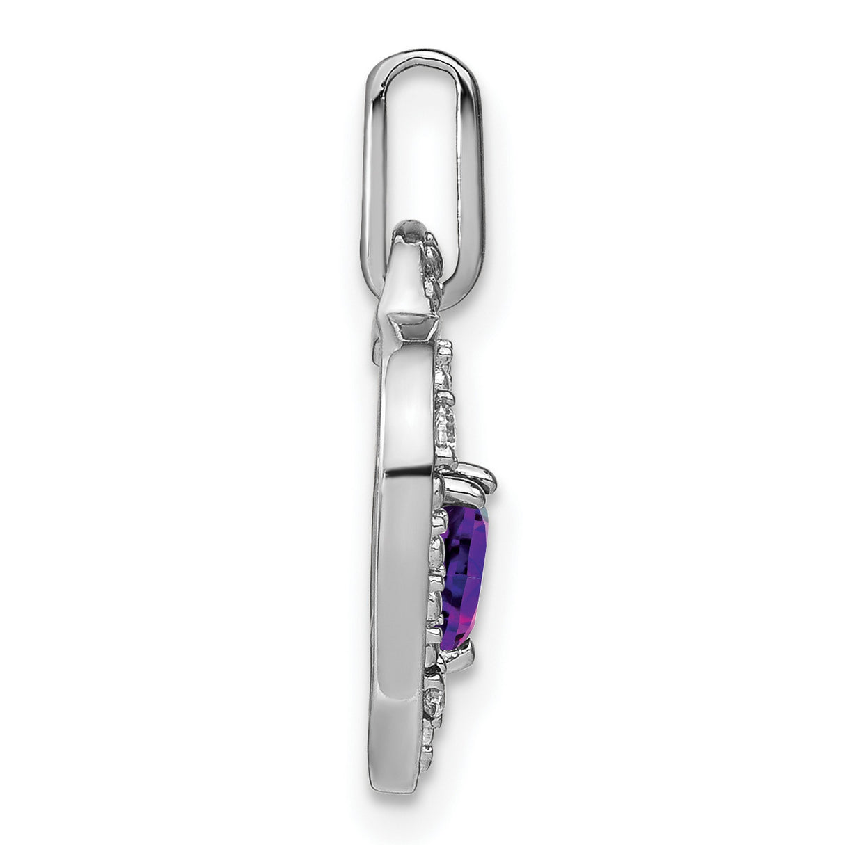14k White Gold Heart Pendant with Amethyst and Diamond Accents, Romantic Jewelry for Women