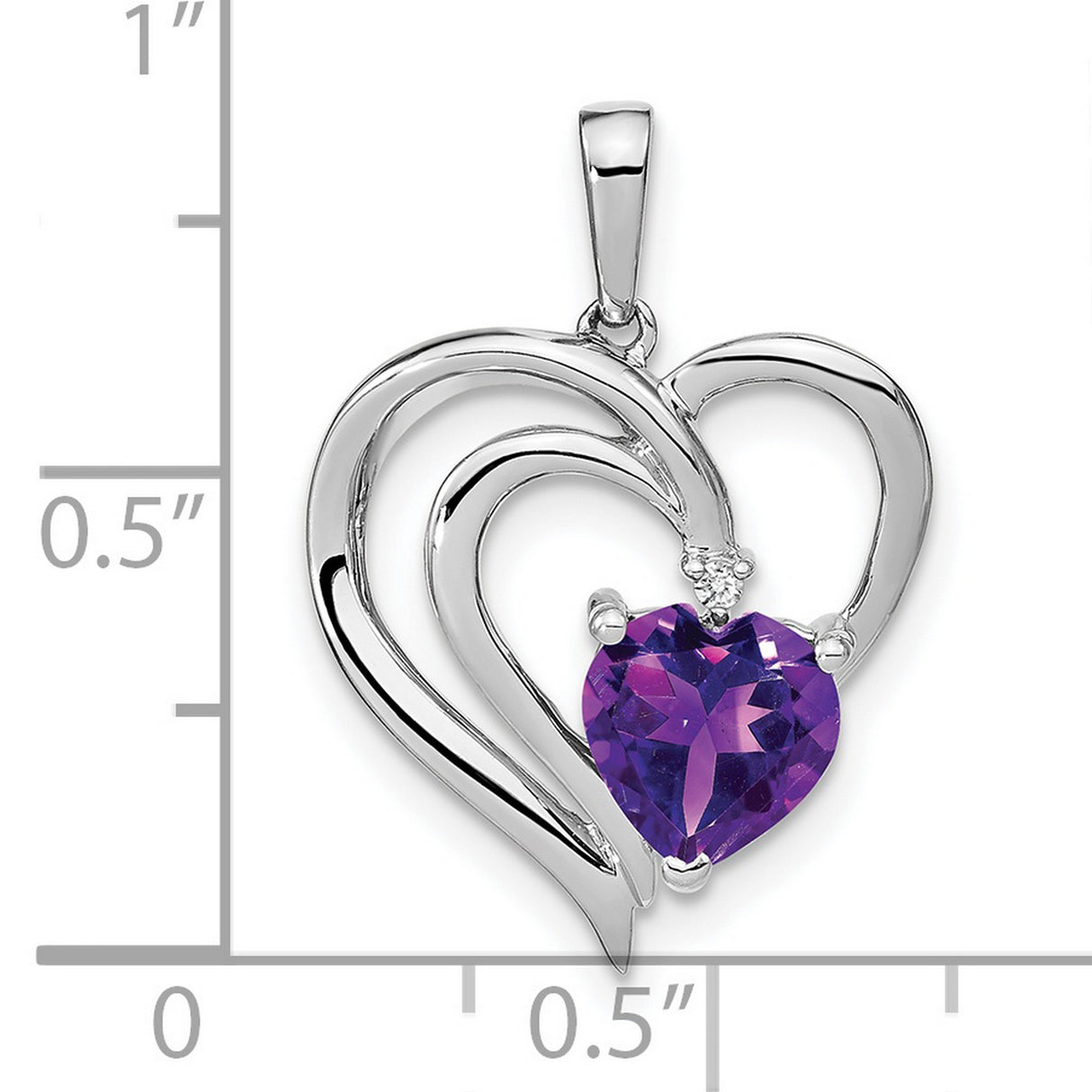 Sterling Silver Double Heart Pendant with Amethyst and Diamond Accents, Romantic Jewelry for Women