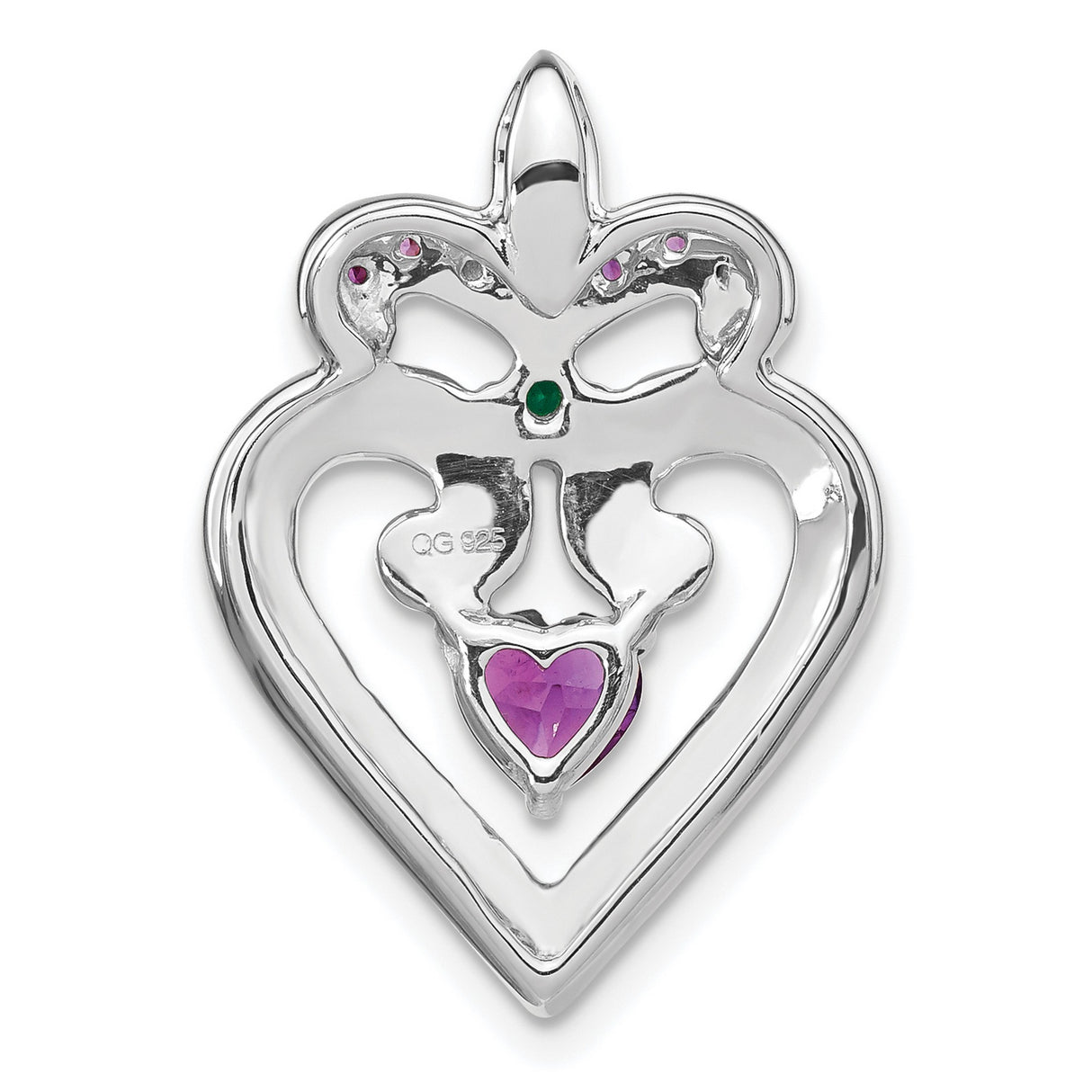 Amethyst Created Emerald Charm Pendant in Real 925 Sterling Silver