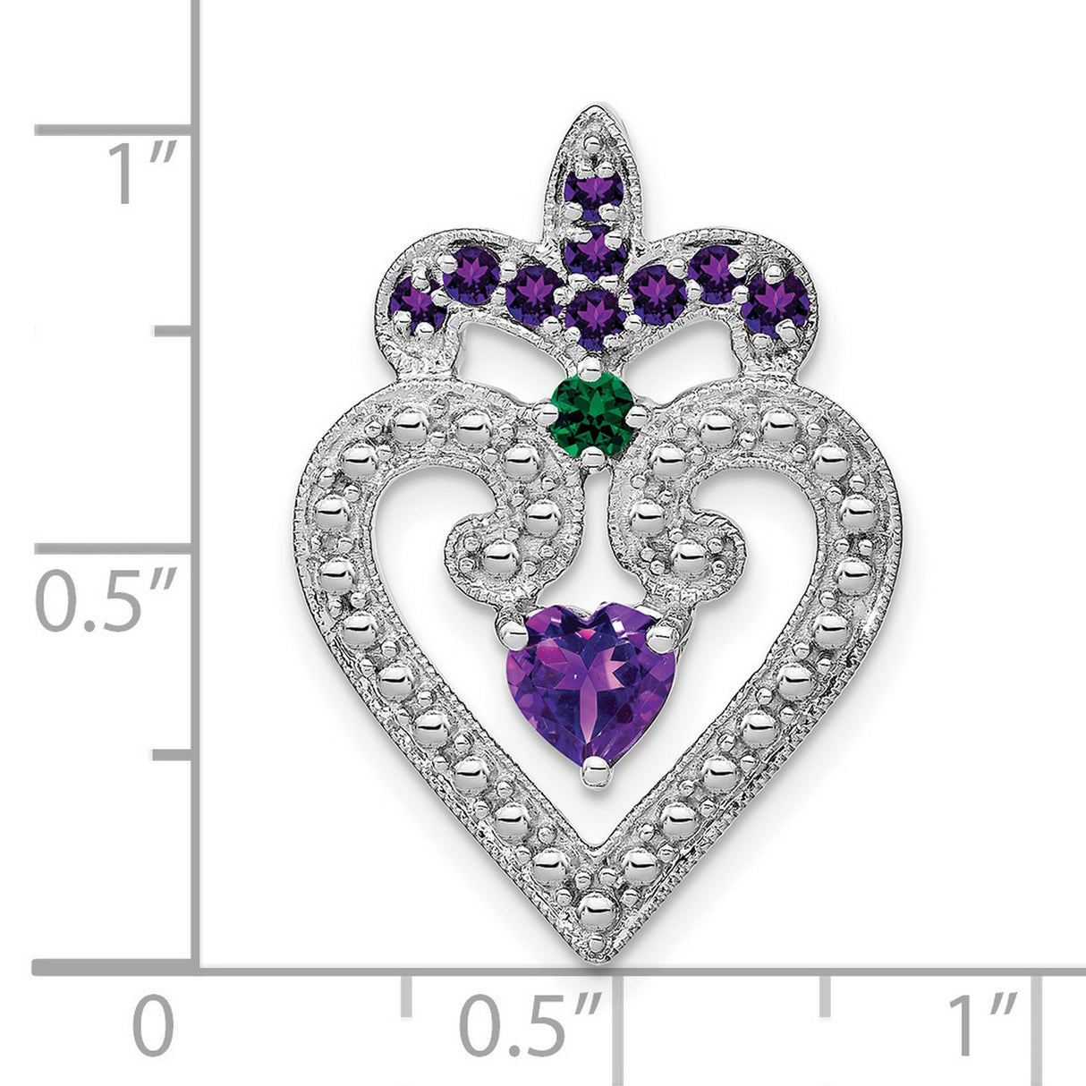 Amethyst Created Emerald Charm Pendant in Real 925 Sterling Silver