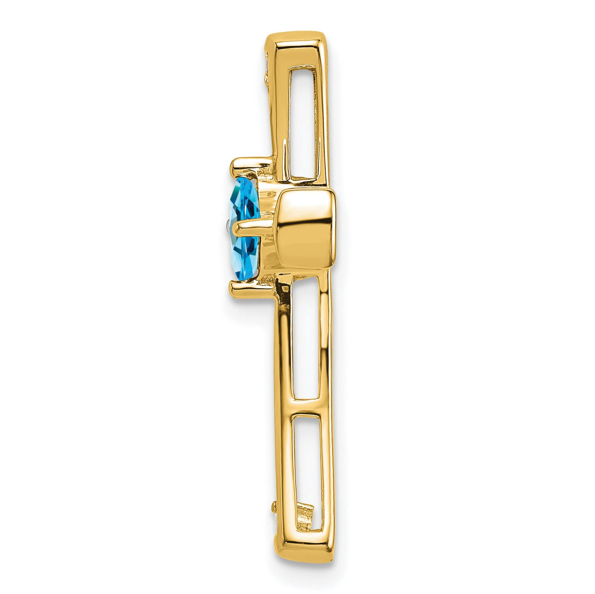 14k Yellow Gold Cross Pendant with Swiss Blue Topaz and Diamond Accents