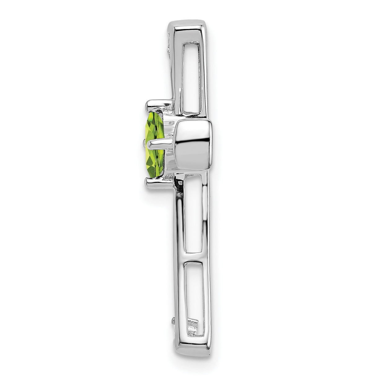 14k White Gold Cross Pendant with Peridot and Diamond Accents Faith-Inspired Design