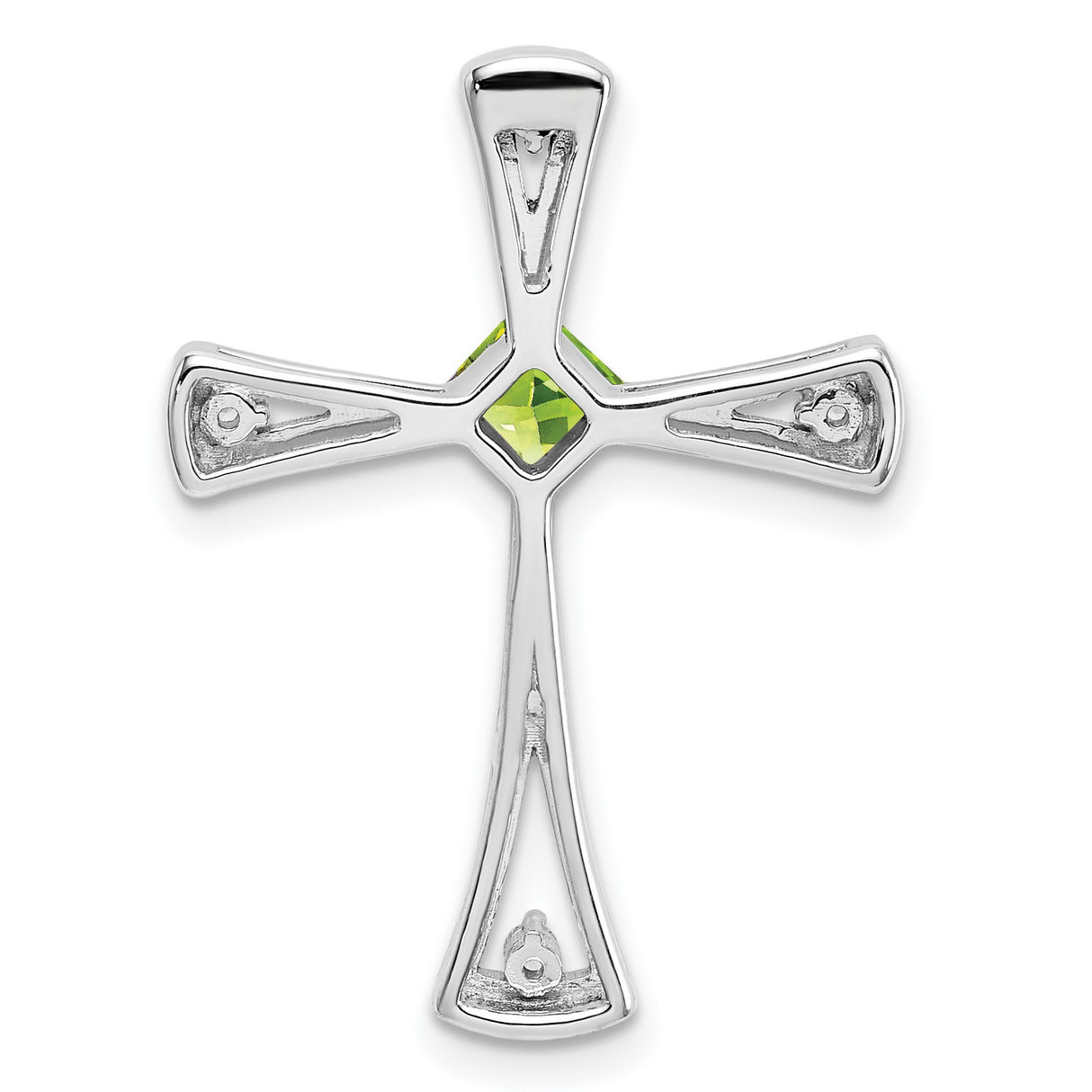 14k White Gold Cross Pendant with Peridot and Diamond Accents Faith-Inspired Design