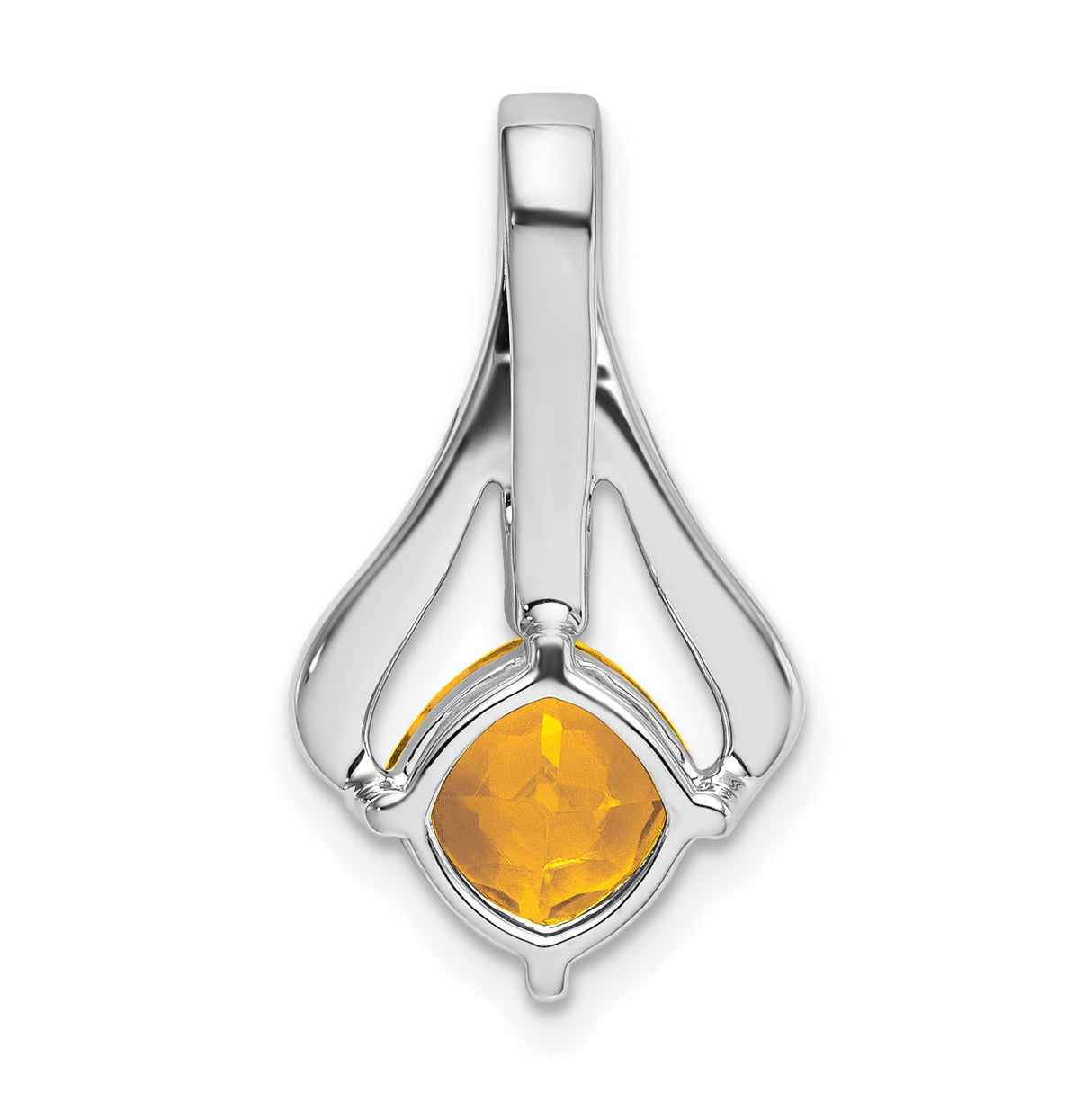14k White Gold Citrine Pendant with Diamond Accents and Openwork Design for Women