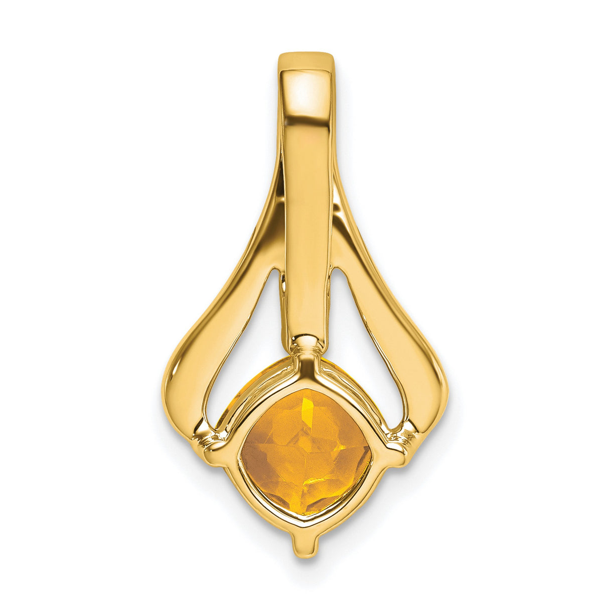 14k Yellow Gold Pendant with Cushion Cut Citrine and Diamond Accent, November Birthstone Jewelry