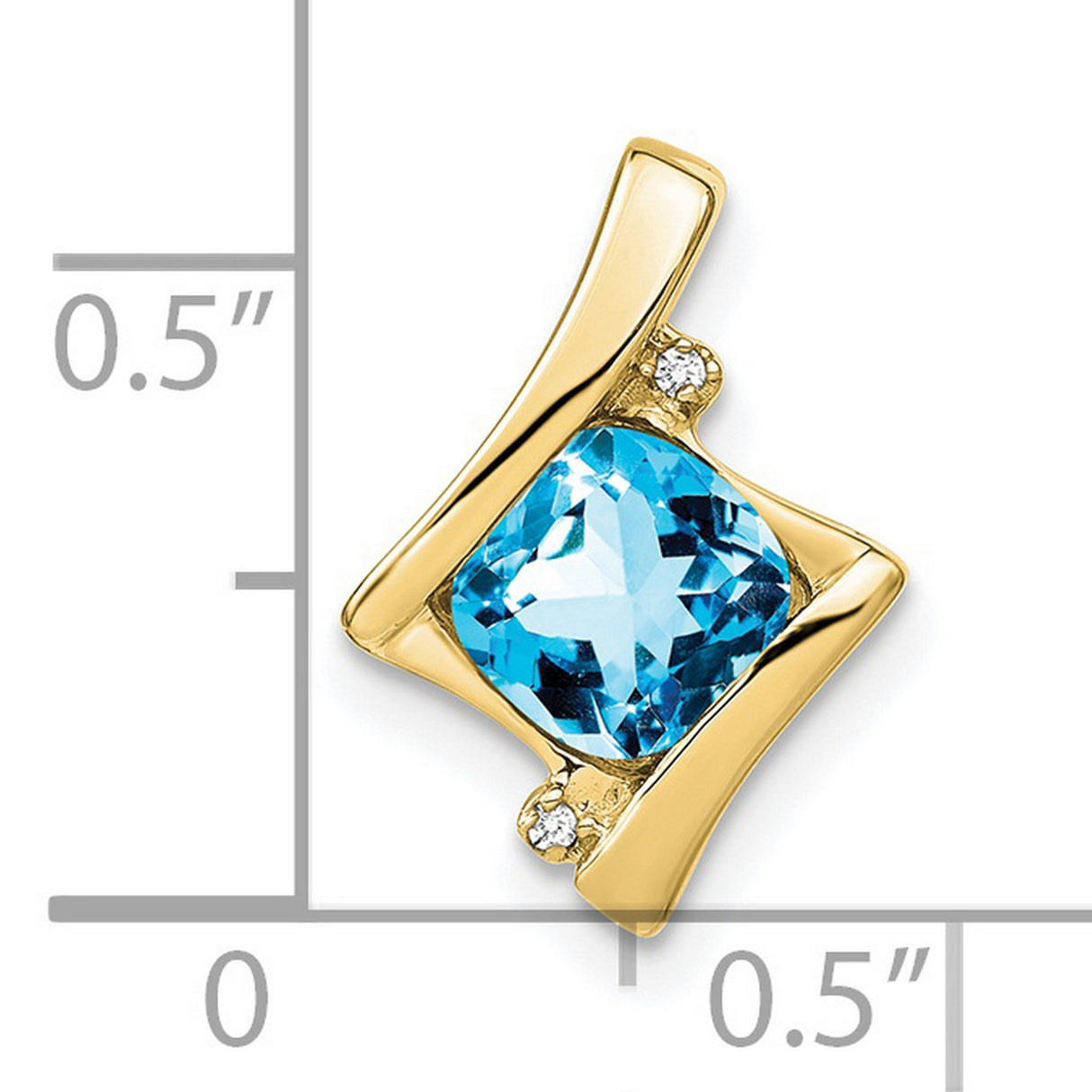 10k Yellow Gold Pendant with Swiss Blue Topaz and Diamond Accents, Modern Geometric Design