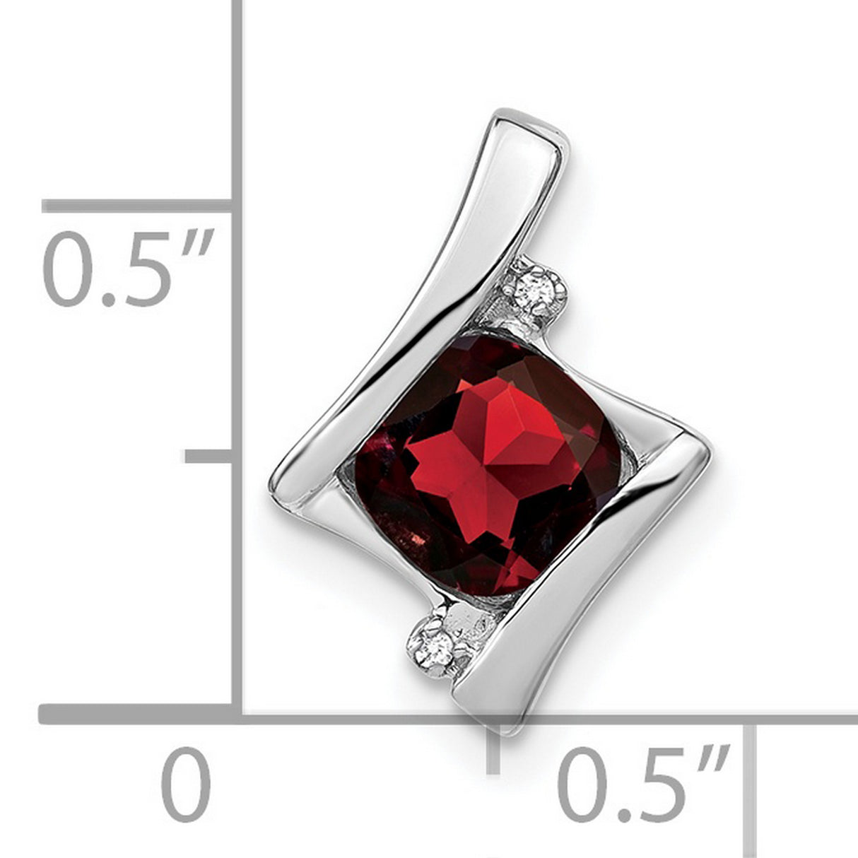 14k White Gold Pendant with Cushion Cut Garnet and Diamond Accents, January Birthstone Jewelry