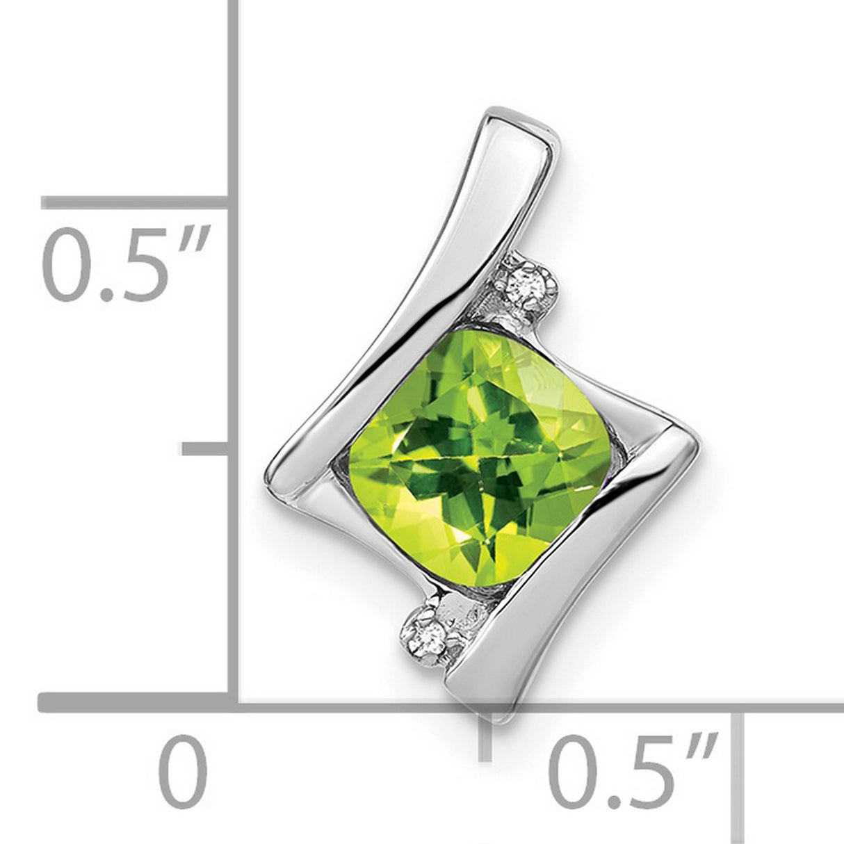 10k White Gold Pendant with Peridot and Diamond Accents, Modern Abstract Design