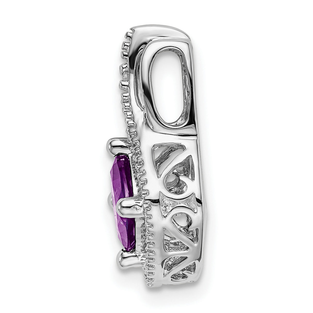 14k White Gold Pendant with Amethyst and Diamond Accents, February Birthstone Jewelry
