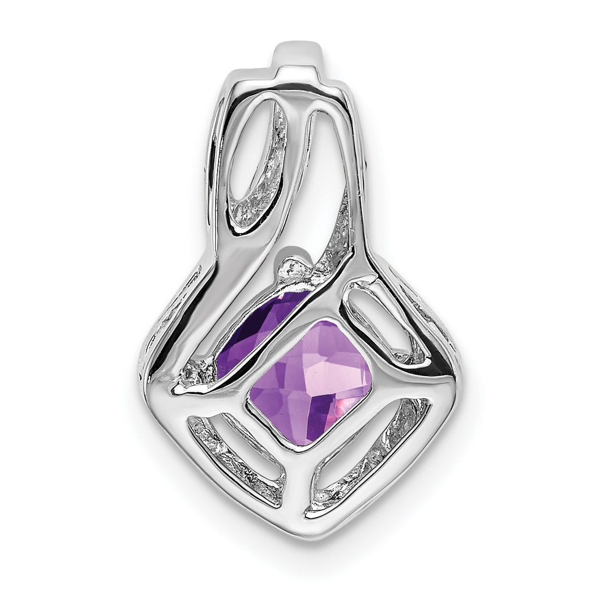 14k White Gold Pendant with Amethyst and Diamond Accents, February Birthstone Jewelry