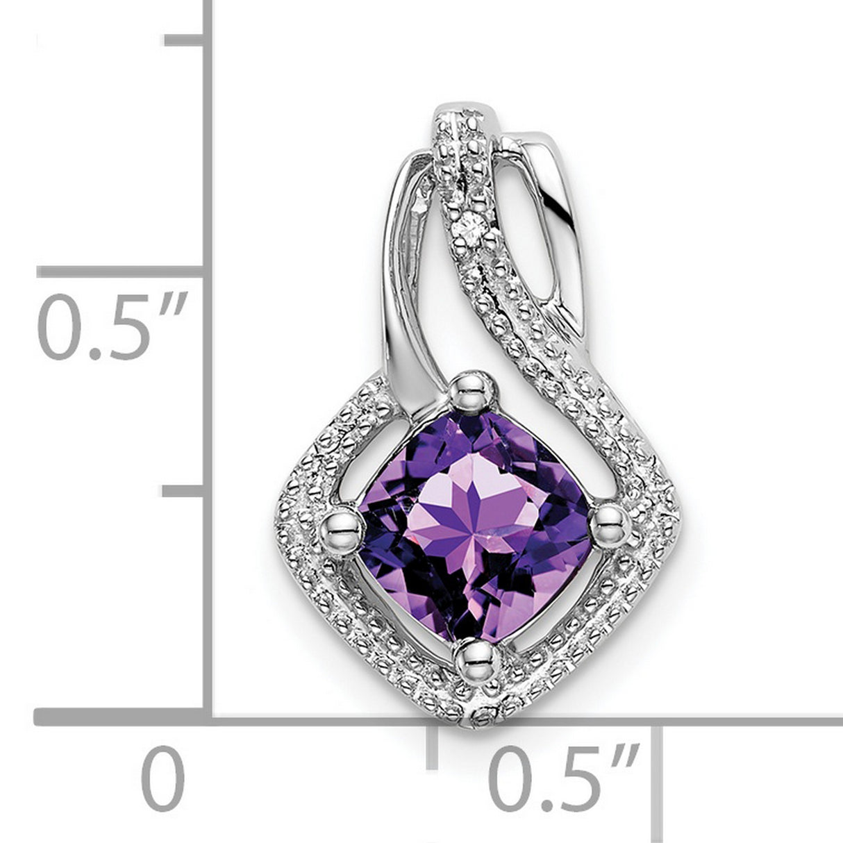 14k White Gold Pendant with Amethyst and Diamond Accents, February Birthstone Jewelry