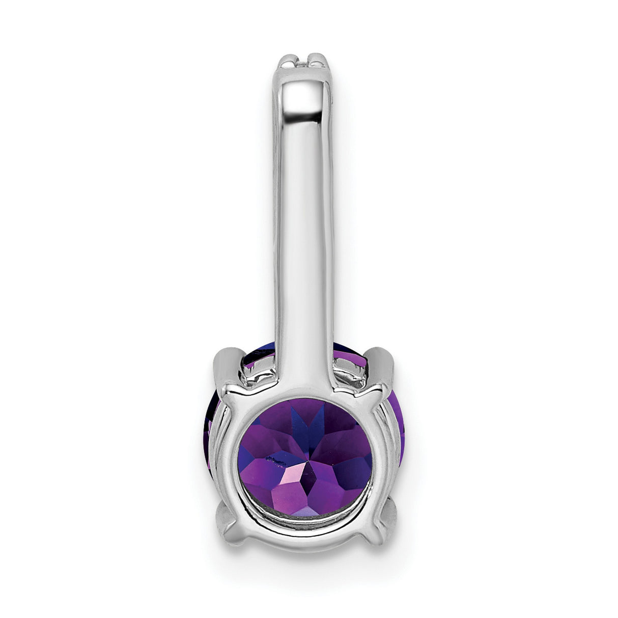 Round Amethyst and Diamond Charm Pendant in Real 14k White Gold