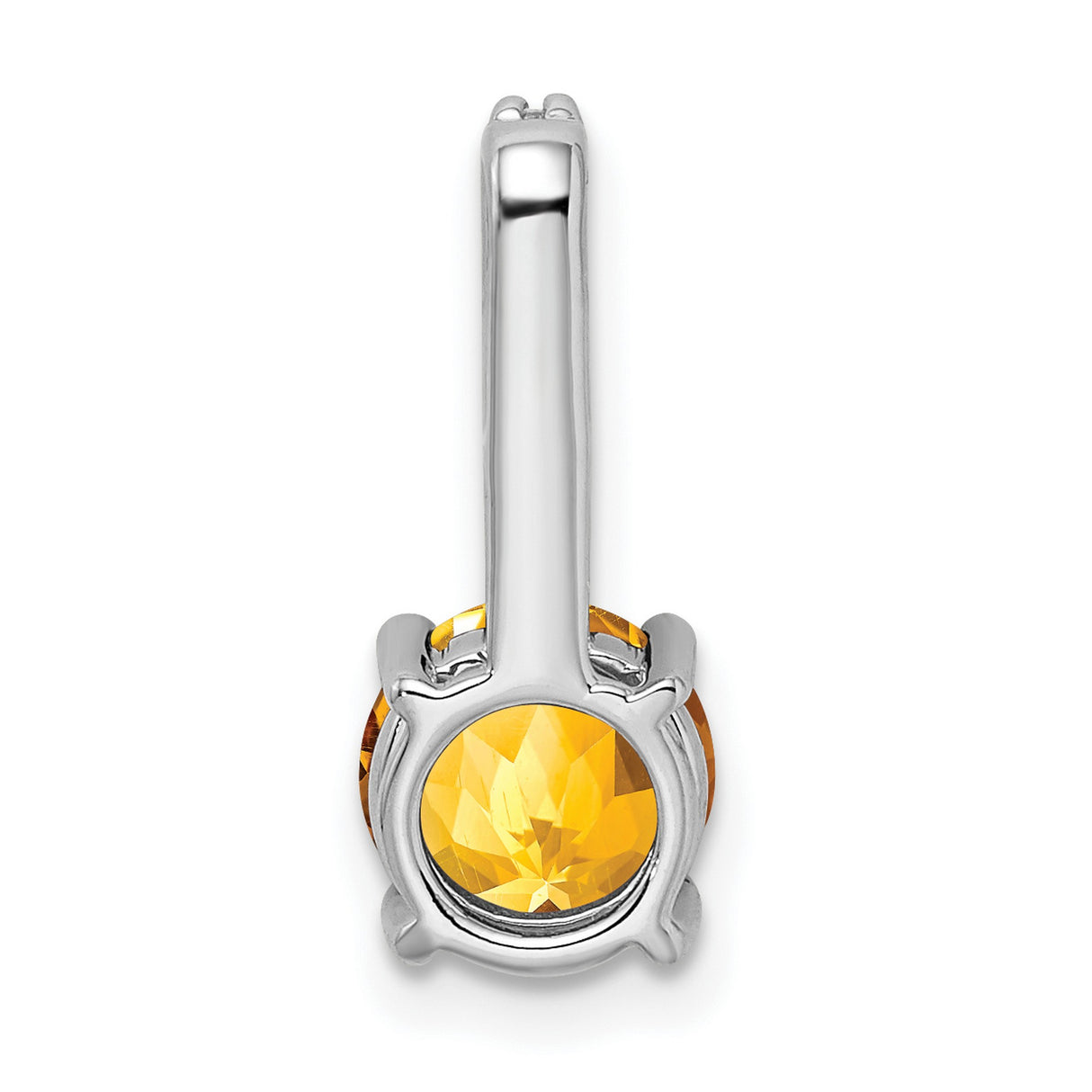 14k White Gold Pendant with Citrine and Diamond Accents, Dainty November Birthstone Jewelry