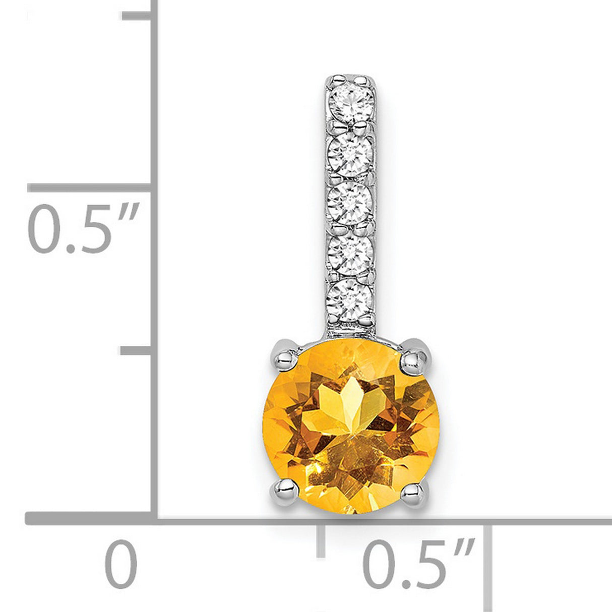 14k White Gold Pendant with Citrine and Diamond Accents, Dainty November Birthstone Jewelry
