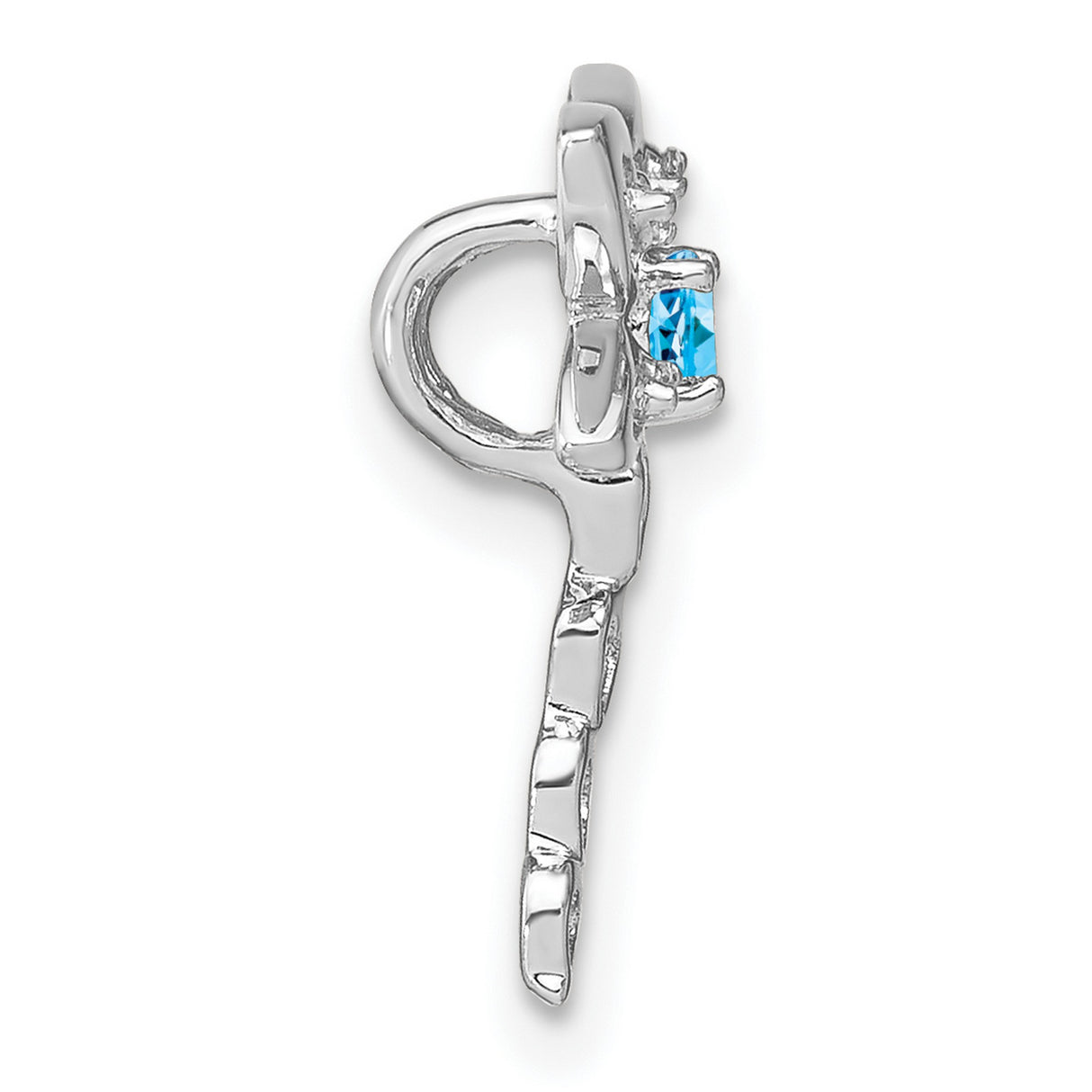 14k White Gold Dragonfly Pendant with Swiss Blue Topaz and Diamond Accents