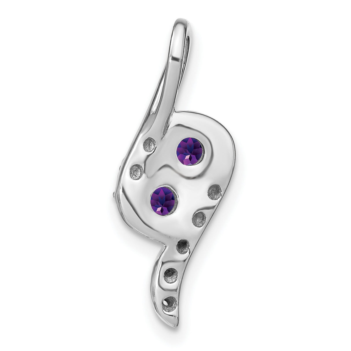 14k White Gold Pendant with Amethyst and Diamond Accents, Swirl Design for Women
