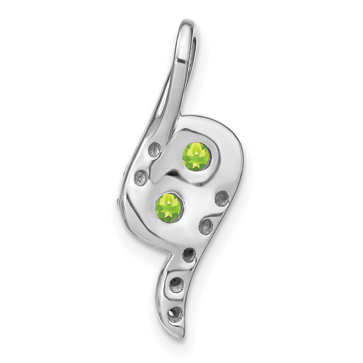 14k White Gold Pendant with Peridot and Diamond, Abstract Flowing Design, Harmony Theme