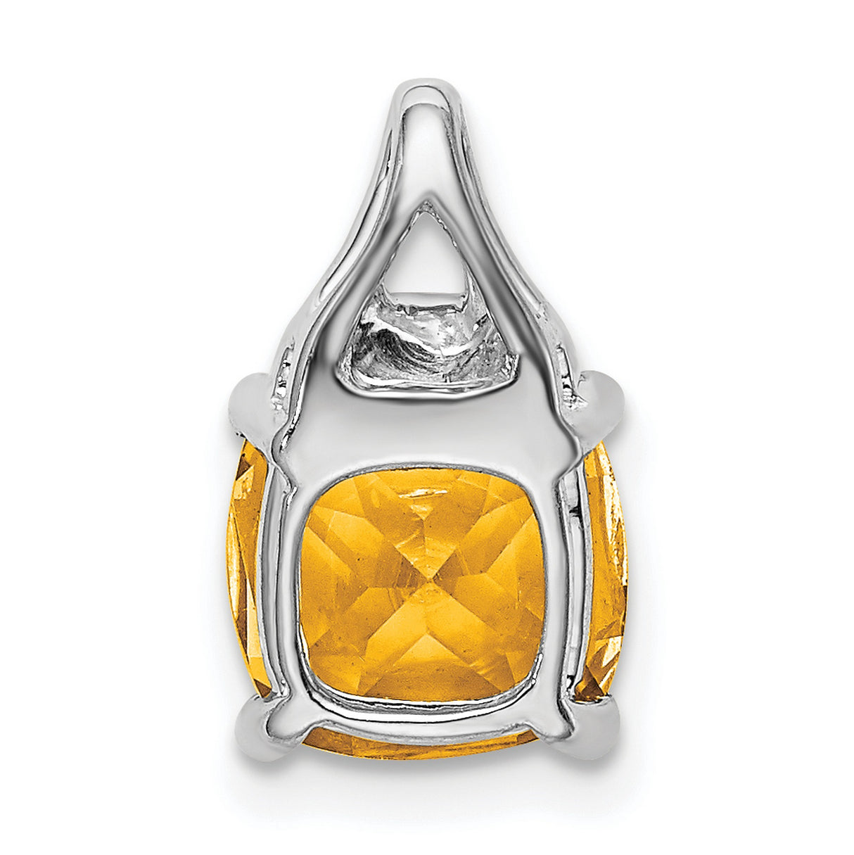 14k White Gold Citrine Pendant with Diamond Accents, Modern Minimalist November Birthstone Jewelry