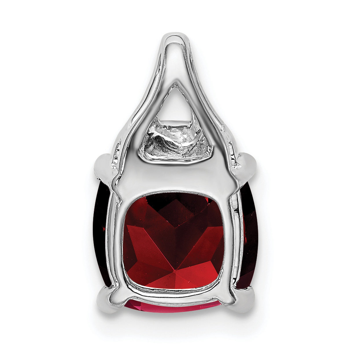 14k White Gold Garnet and Diamond Pendant, Cushion Cut, January Birthstone Jewelry for Women