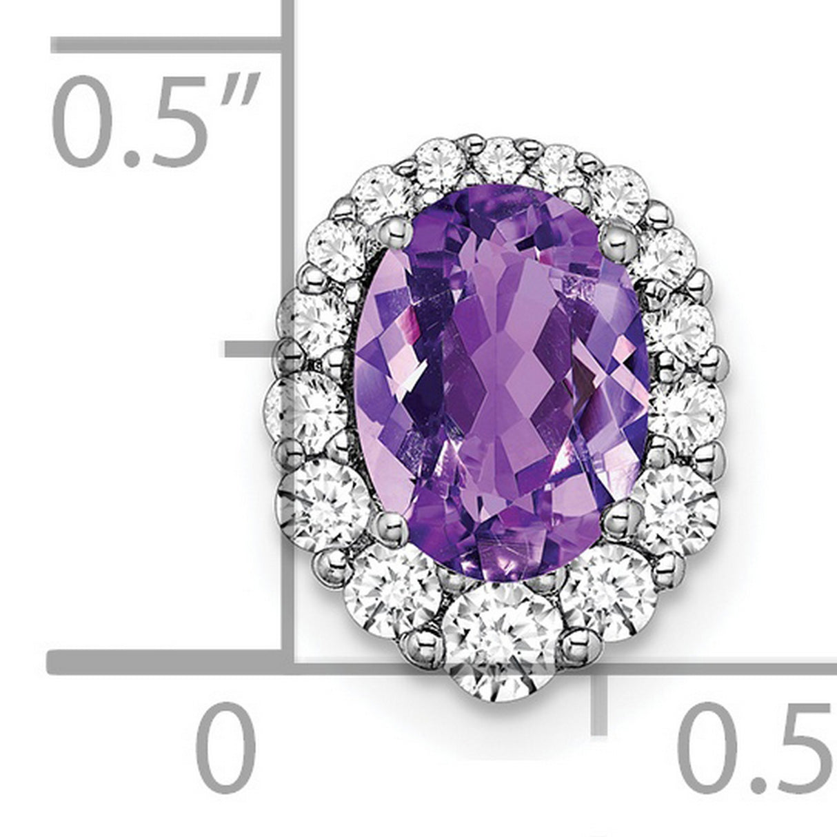 14k White Gold Ring with Oval Amethyst and Diamond Accents, Halo Cocktail Design