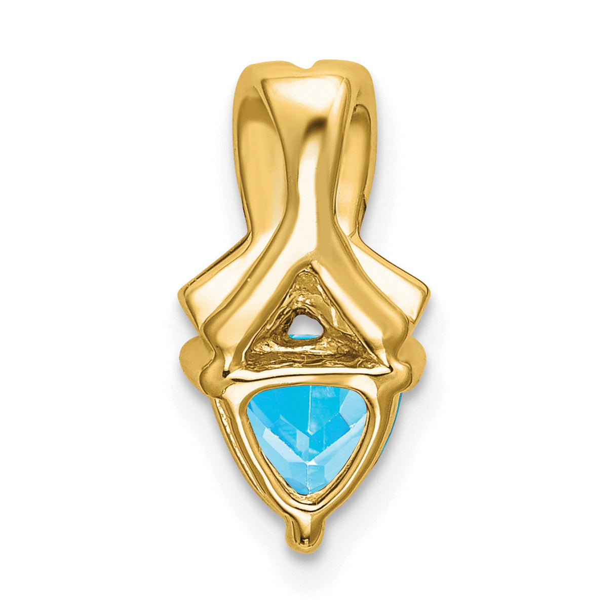 14k Yellow Gold Ribbon Pendant with Trillion Swiss Blue Topaz and Diamond Accents