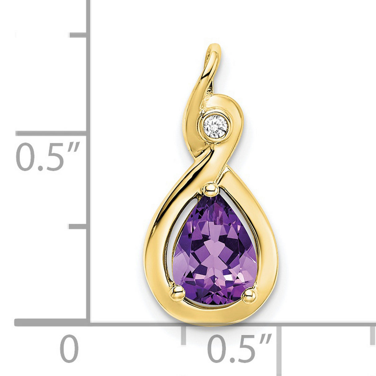 10k Yellow Gold Infinity Pendant with Teardrop Amethyst and Diamond for Women