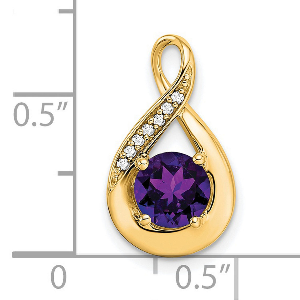 14k Yellow Gold Infinity Pendant with Amethyst Teardrop and Diamond Accents for Women