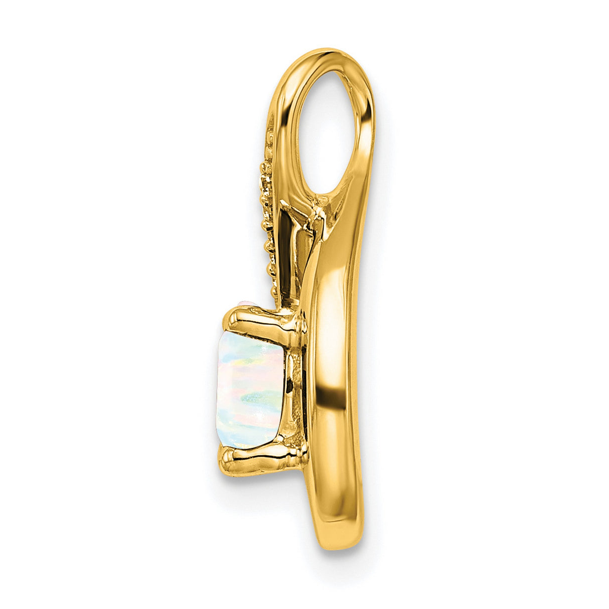 14k Yellow Gold Teardrop Pendant with Round Opal and Diamond Accents for Women