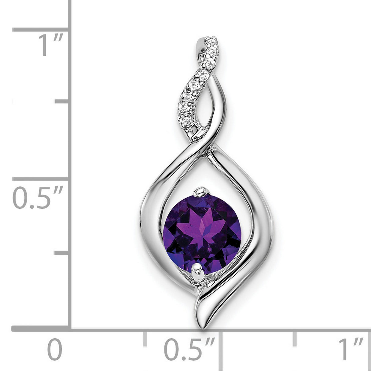 14k White Gold Amethyst Pendant with Diamond Accents in Twisted Infinity Setting