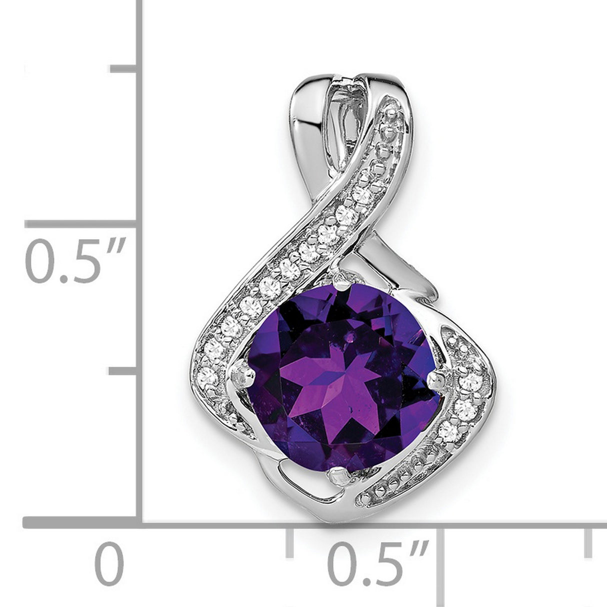 14k White Gold Amethyst Pendant with Diamonds, Twisted Infinity Design for Women