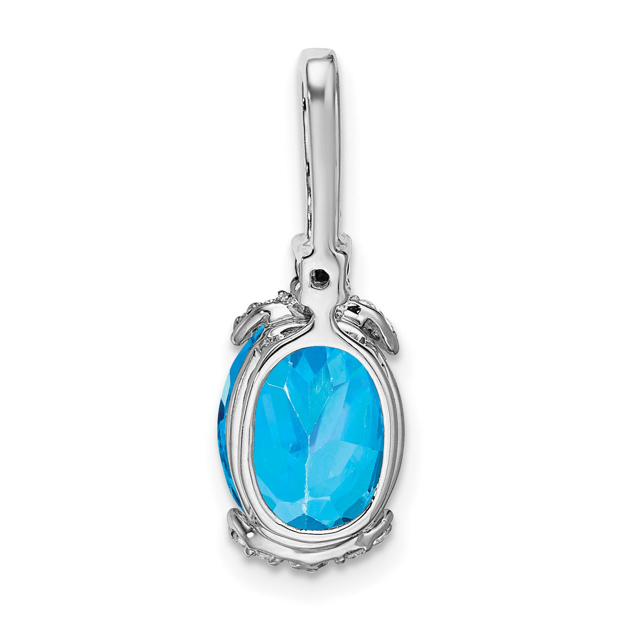 14k White Gold Pendant with Swiss Blue Topaz, Amethyst Accent, and Diamond-Like Stones