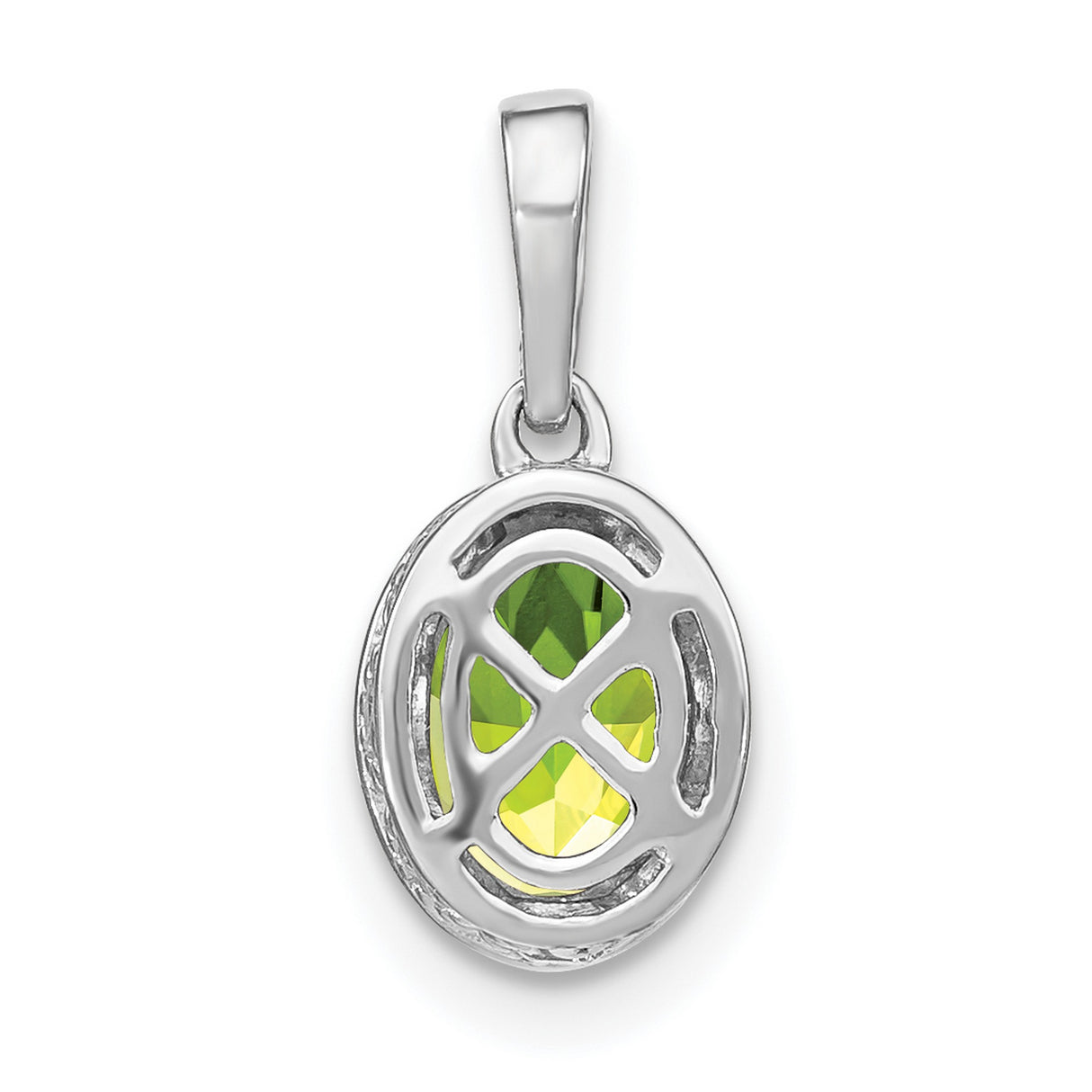 14k White Gold Peridot Pendant with Diamond Accent, August Birthstone Jewelry for Women
