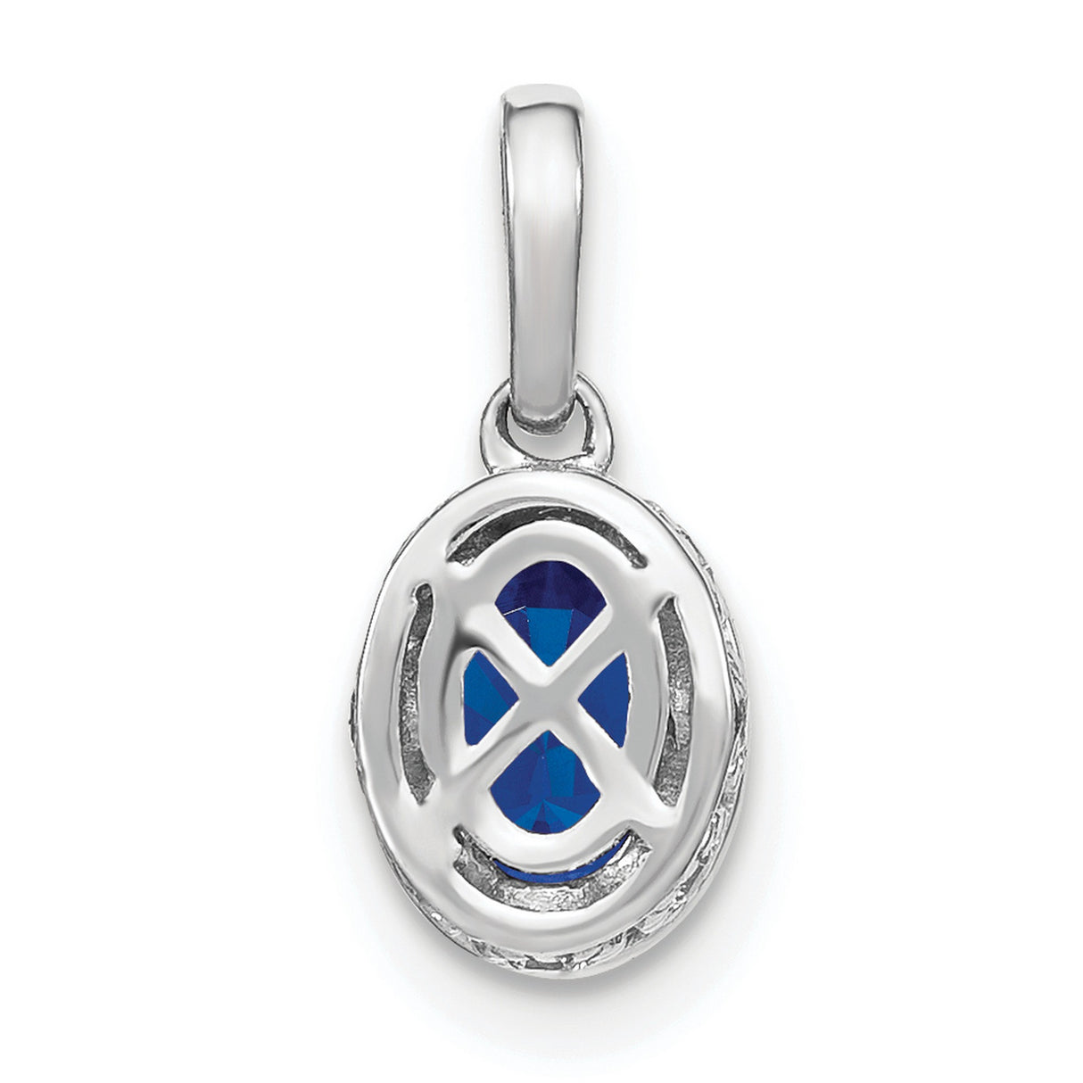 14k White Gold Pendant with Oval Sapphire and Diamond Accents, Classic Womens Jewelry