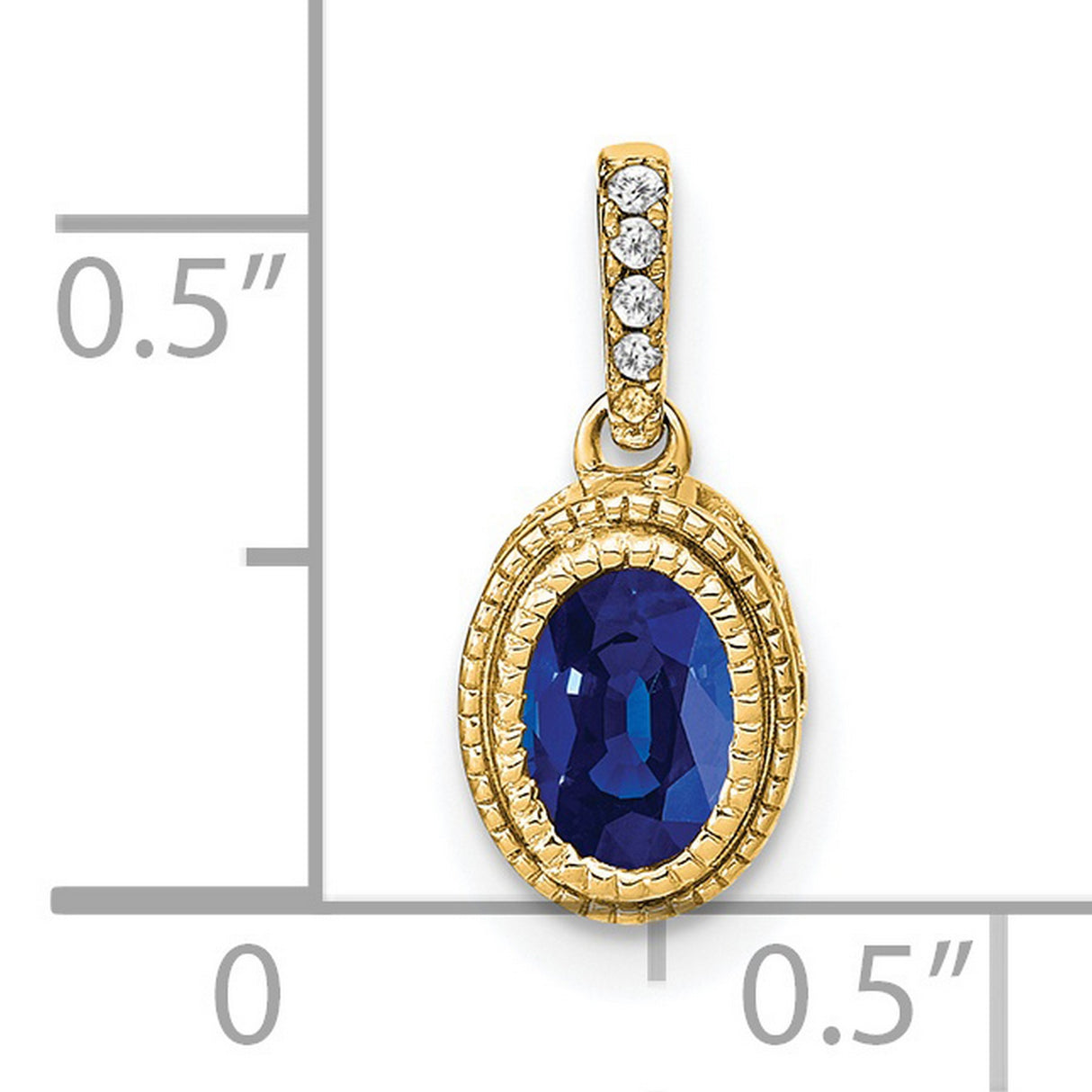 14k Yellow Gold Pendant with Sapphire and Diamond Accents, Textured Vintage Design