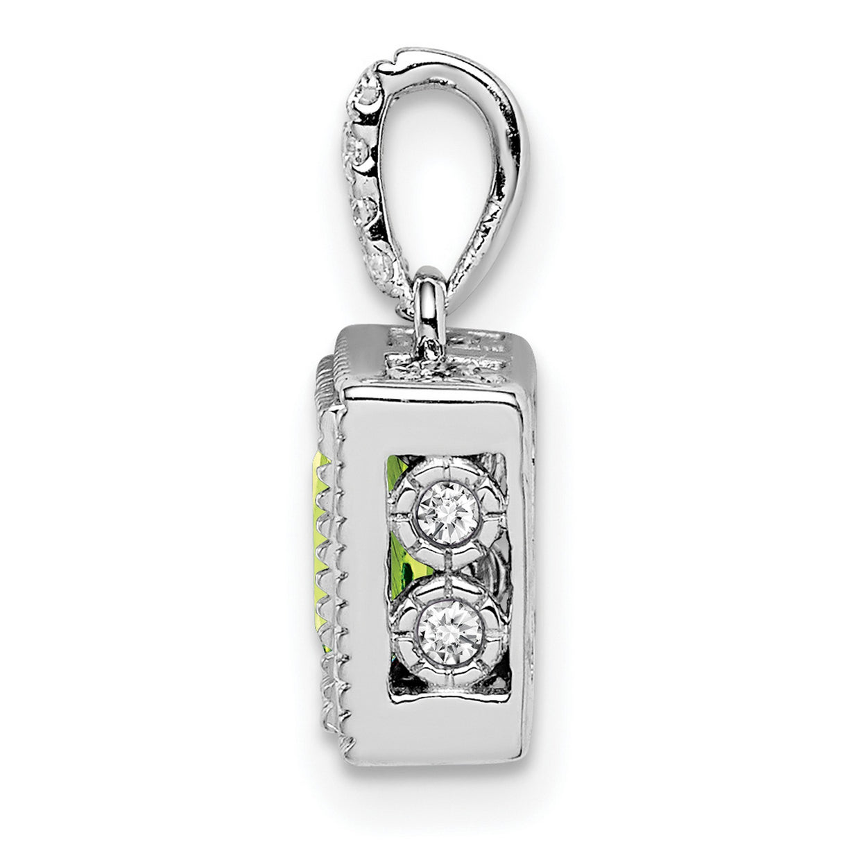 14k White Gold Citrine Pendant with Milgrain Detail and Diamond Accents