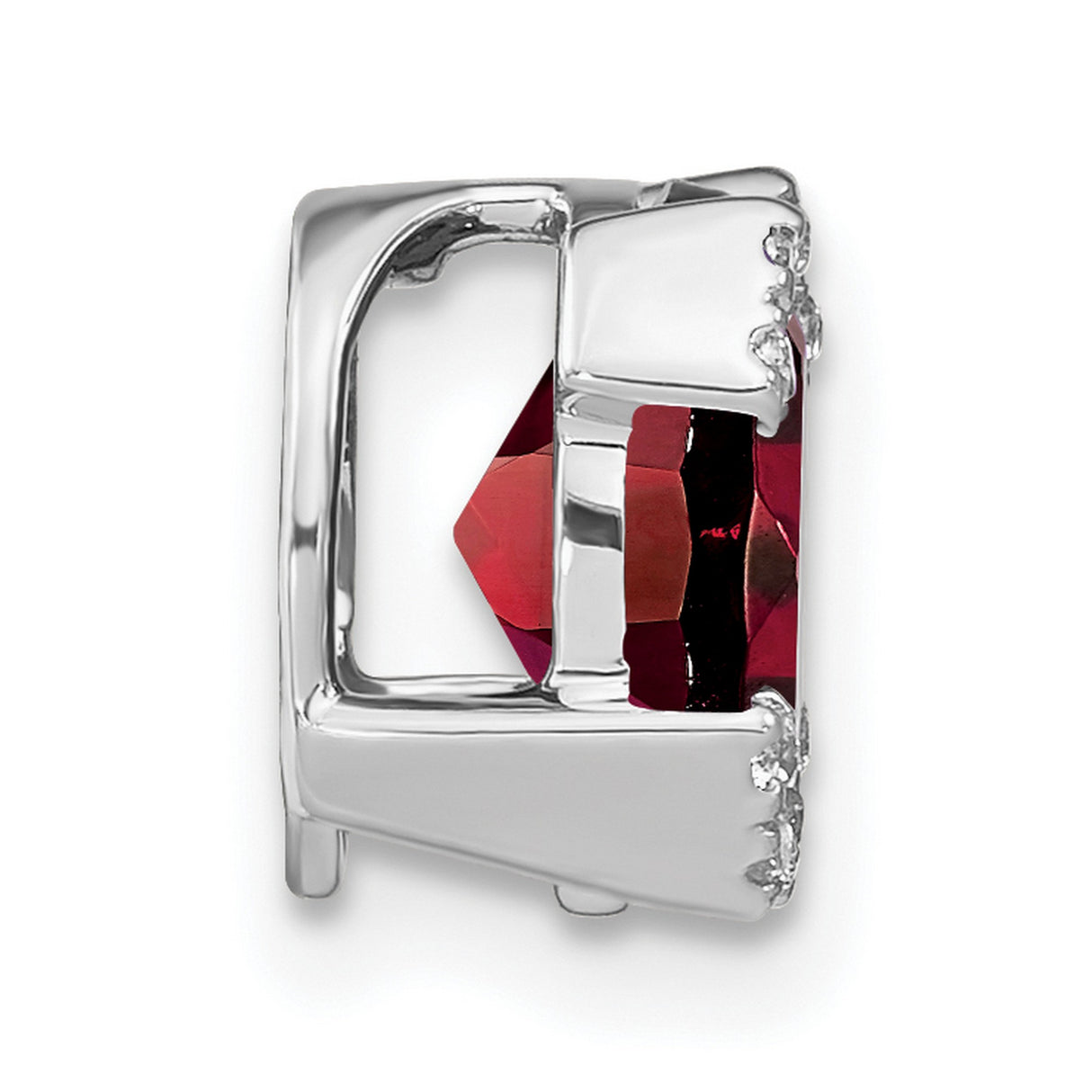 14k White Gold Garnet Pendant with Diamond Accents, Classic January Birthstone Jewelry