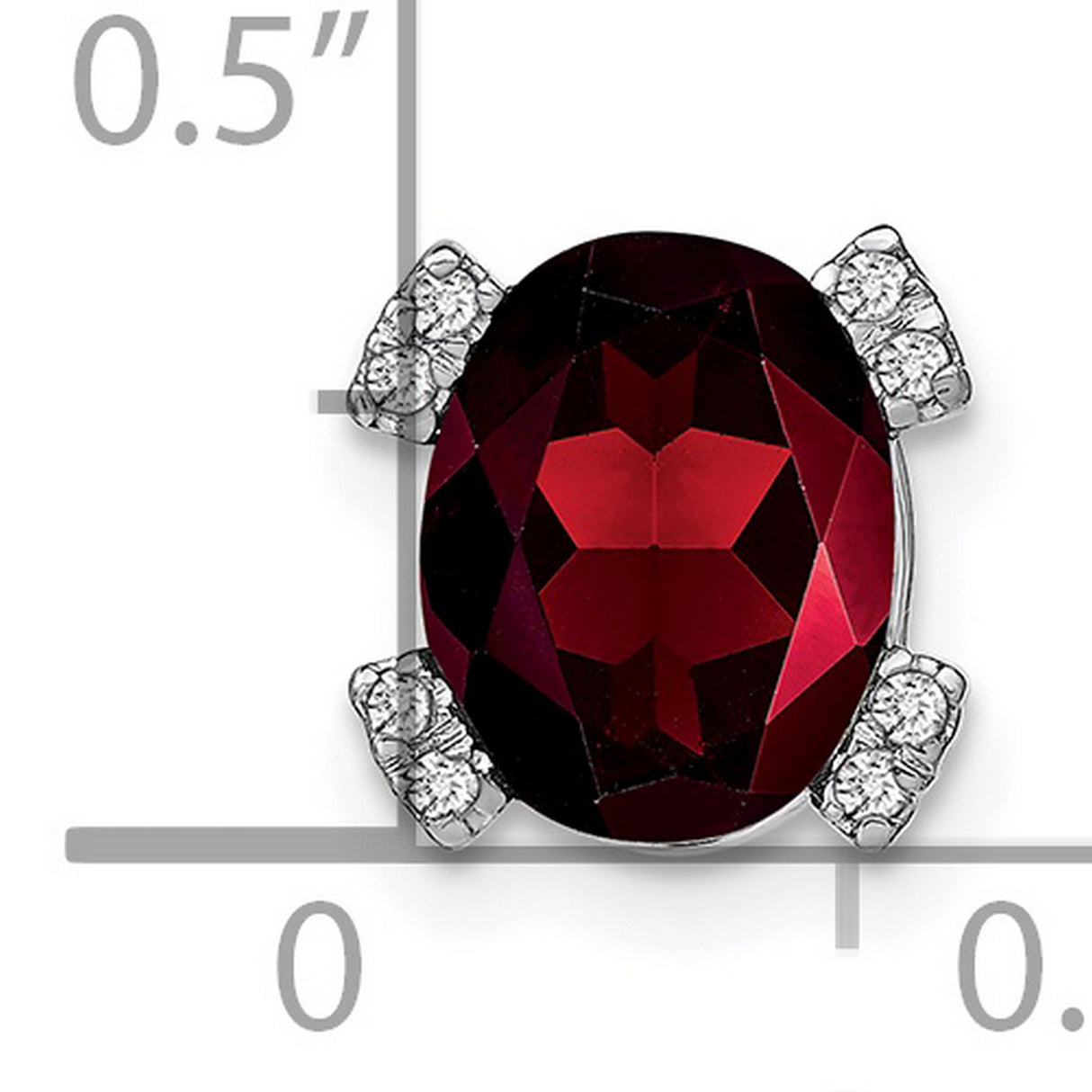 14k White Gold Garnet Pendant with Diamond Accents, Classic January Birthstone Jewelry