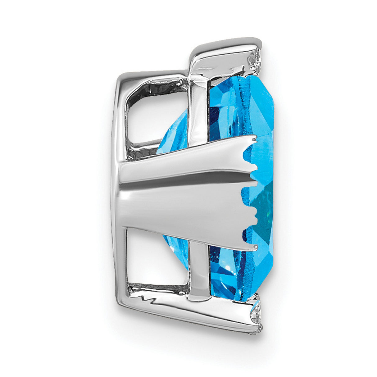 14k White Gold Cross Pendant with Swiss Blue Topaz and Diamond Accents for Women