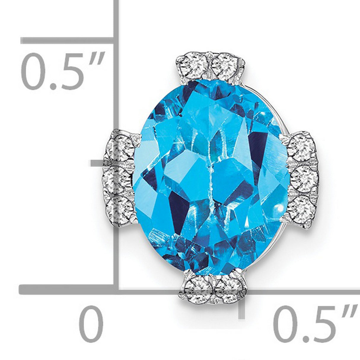 14k White Gold Cross Pendant with Swiss Blue Topaz and Diamond Accents for Women