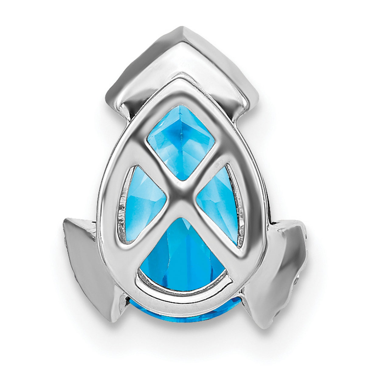 14k White Gold Pendant with Pear Swiss Blue Topaz and Diamond Accents, Teardrop Design